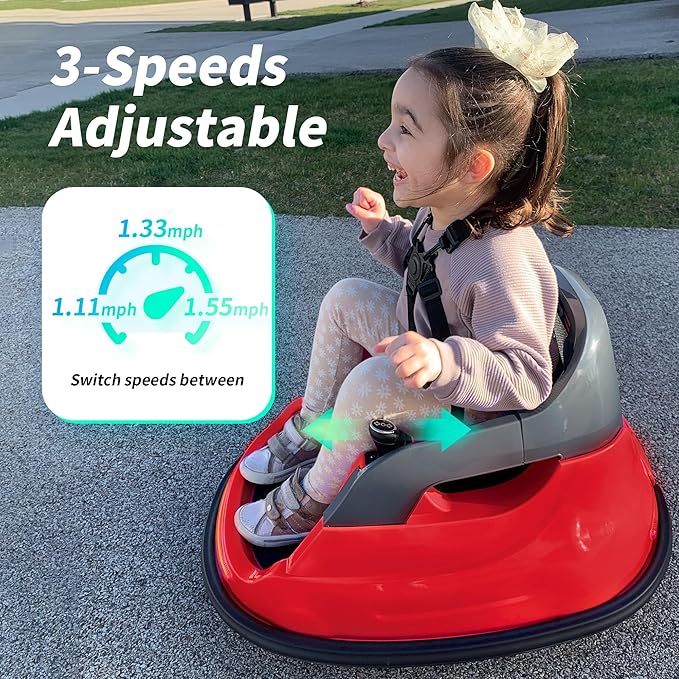 12V Kids Electric Bumper Car, Baby Bumper Car for Toddlers w/Remote Control, 360° Spinning - Red