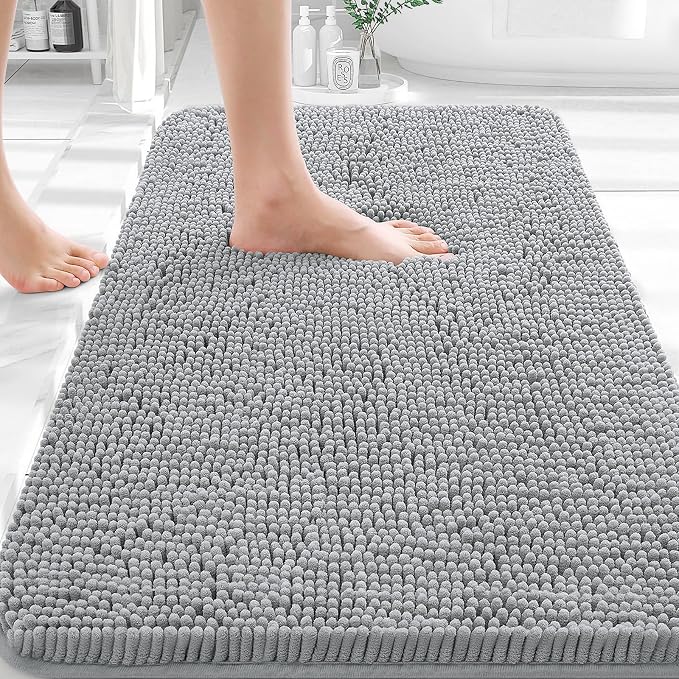 OLANLY Bathroom Rugs 35x24, Extra Soft Absorbent Chenille Bath Rugs, Rubber