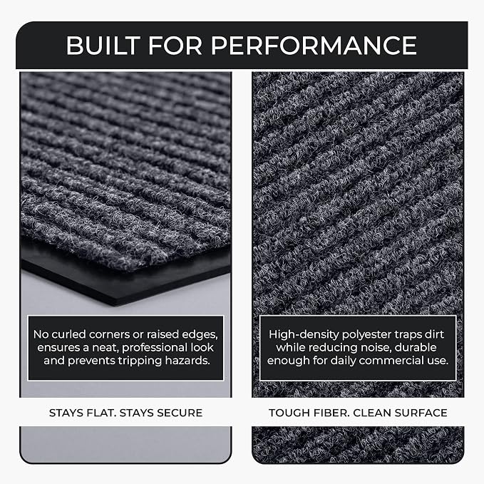 Commercial Door Mat 3'x6' Grey, Heavy Duty Industrial Floor Mat