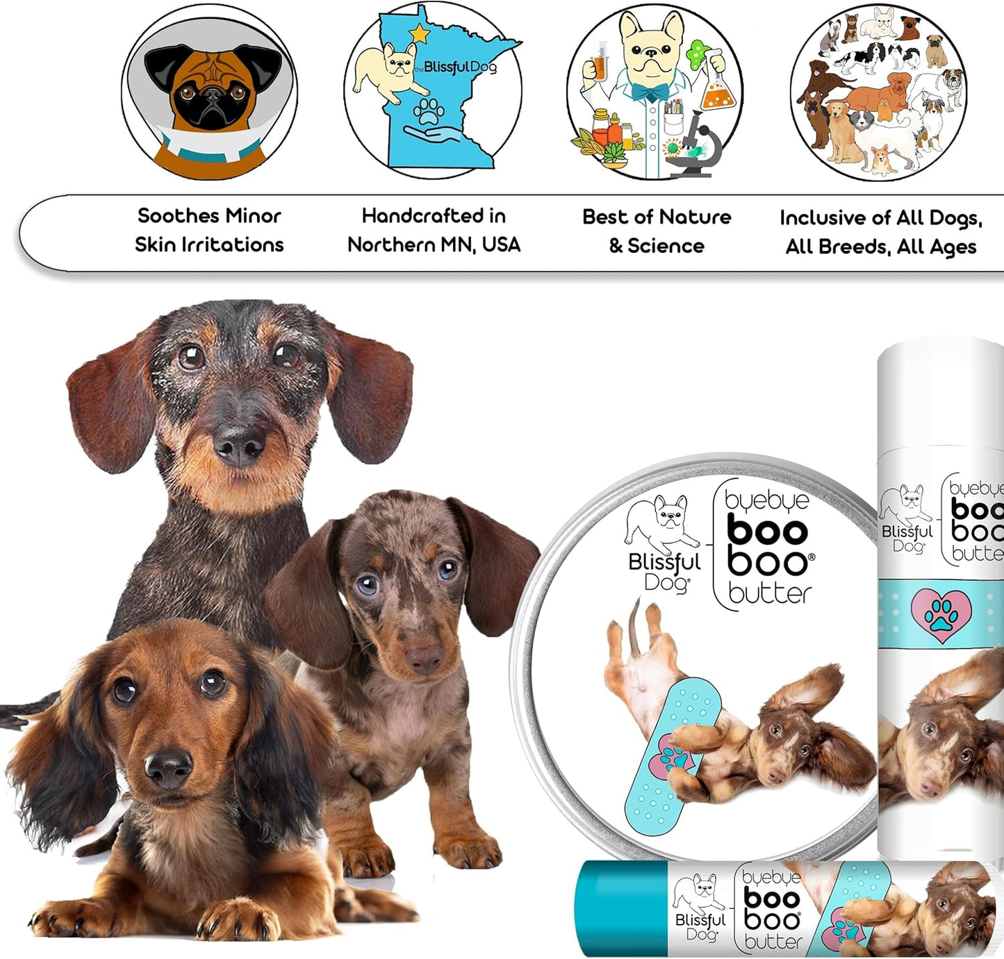 The Blissful Dog 4 oz TIN Dachshund Booboo Butter