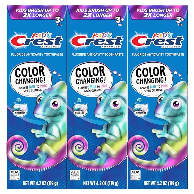Crest Advanced Kid's Fluoride Toothpaste, Bubblegum Flavor, 4.2 oz, 3 Count, Color-Changing Anticavity Toothpaste