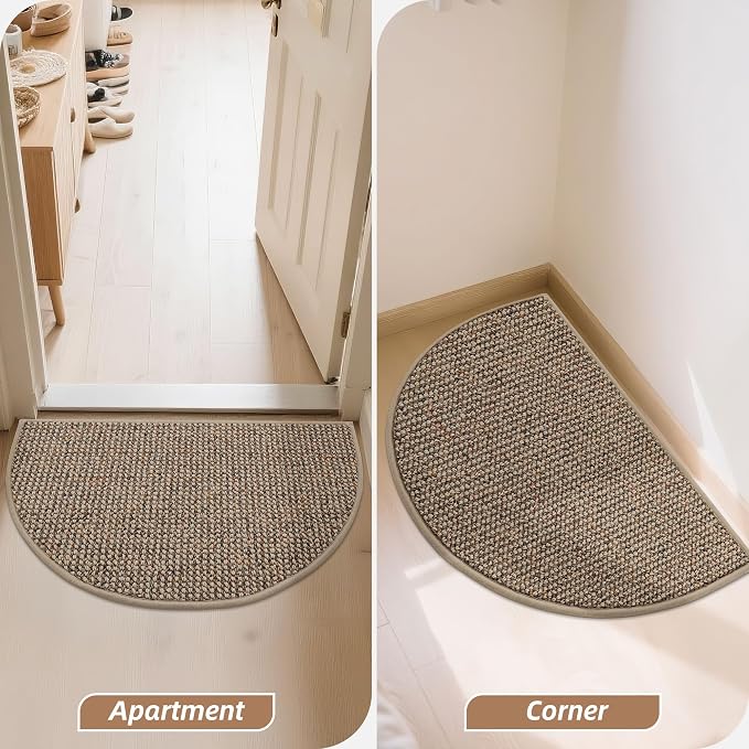 BEQHAUSE Dirt Trapper Door Mat 17" x 30" Half Circle Non Slip Washable Doormats