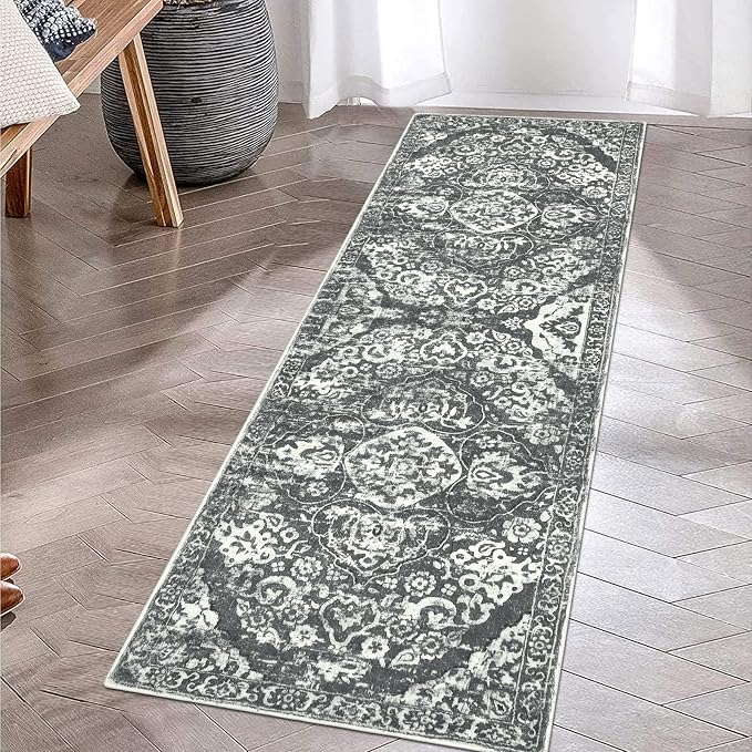 HEBE Hallway Runner Rug 2'x6' Washable Vintage Distressed Area Rugs Non Slip