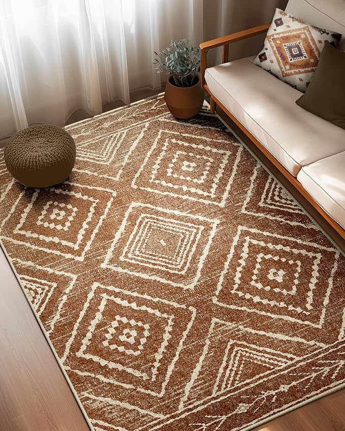 BESTSWEETIE Area Rug 4x6 Rug Machine Washable Non-Slip Low Pile Print Pattern