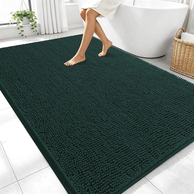 OLANLY Large Bathroom Rugs 70x46, Soft Absorbent Chenille Bath Rugs, Rubber