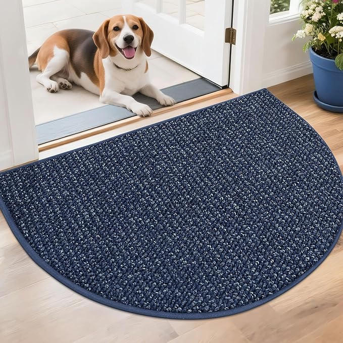 BEQHAUSE Dirt Trapper Door Mat 26" x 40" Half Circle Non-Slip Washable Doormats