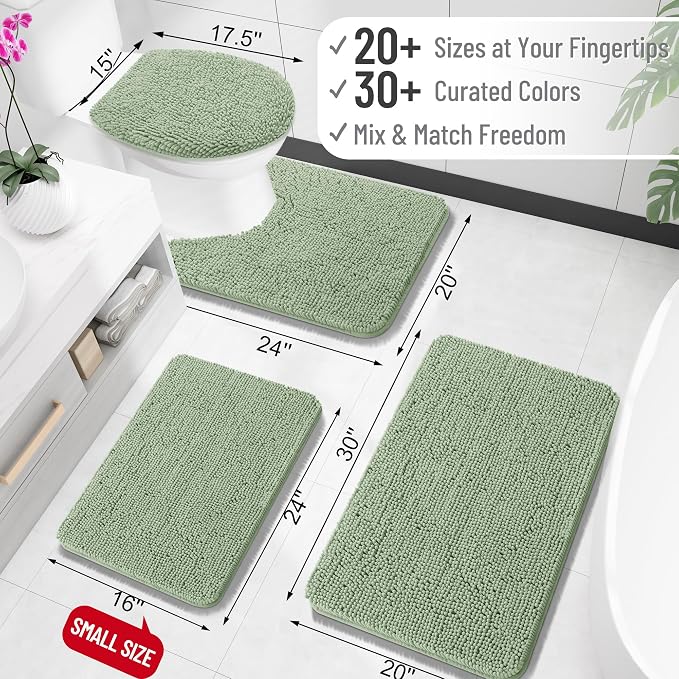 OLANLY Bathroom Rugs 32x20, Extra Soft Absorbent Chenille Bath Rugs, Rubber