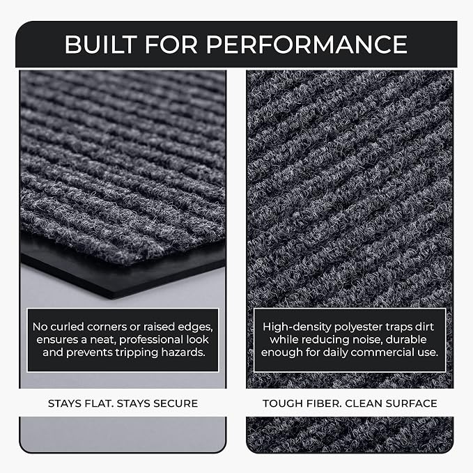 Large Door Mat 3' x 5' Grey, Heavy Duty Commercial Floor Mat, Industrial Floor