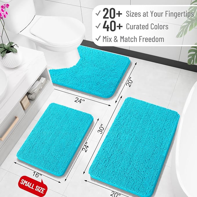 OLANLY Bathroom Runner Rugs 47x24, Soft Absorbent Chenille Bath Rugs, Rubber