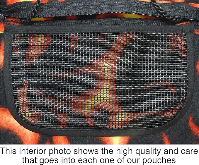 Bonding Carrier Pouch - Premium Bonding Pouch for Sugar Gliders & Other Small Pets - Durable Cozy Fleece Material, Mesh Screen, Rope, & Zipper, Pet Sleeping Bag, Hot Rod Flames