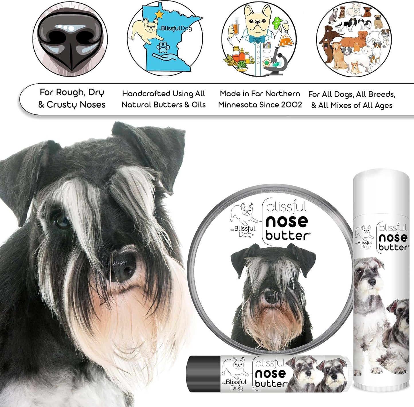 The Blissful Dog Schnauzer Unscented Nose Butter, 16oz