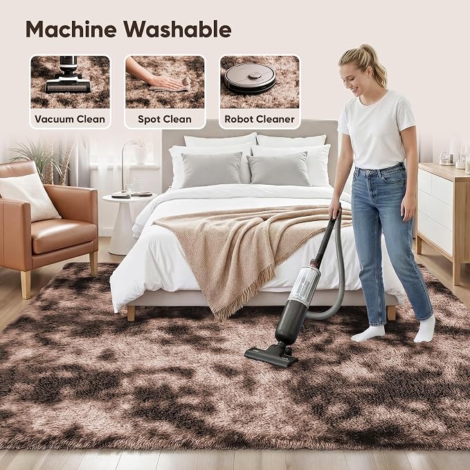 Area Rug for Living Room Bedroom: 4x6 Soft Fluffy Shag Upgrade Non-Slip High