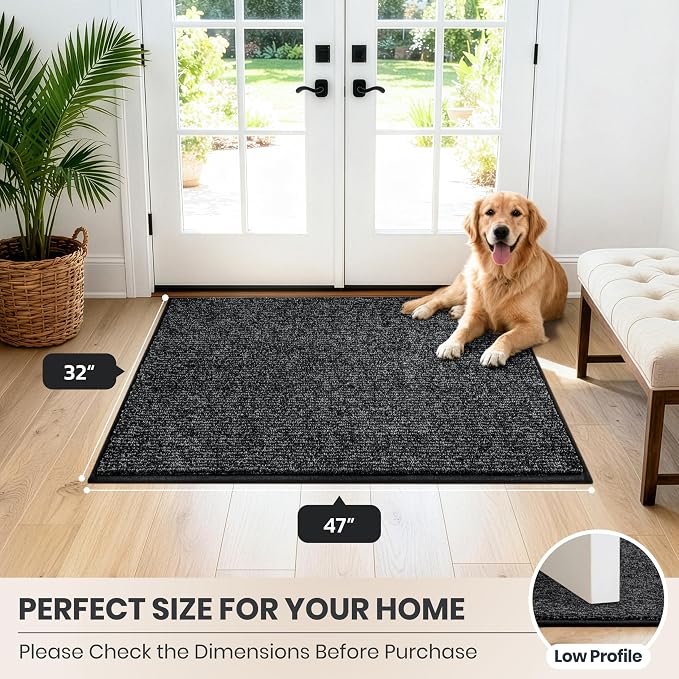 PURRUGS Dirt Trapping Door Mat 32" x 47", Non-Slip Machine Washable Entry Rug