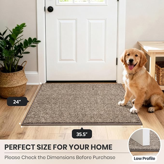 PURRUGS Dirt Trapping Door Mat 24" x 35.5", Non-Slip Machine Washable Entry Rug