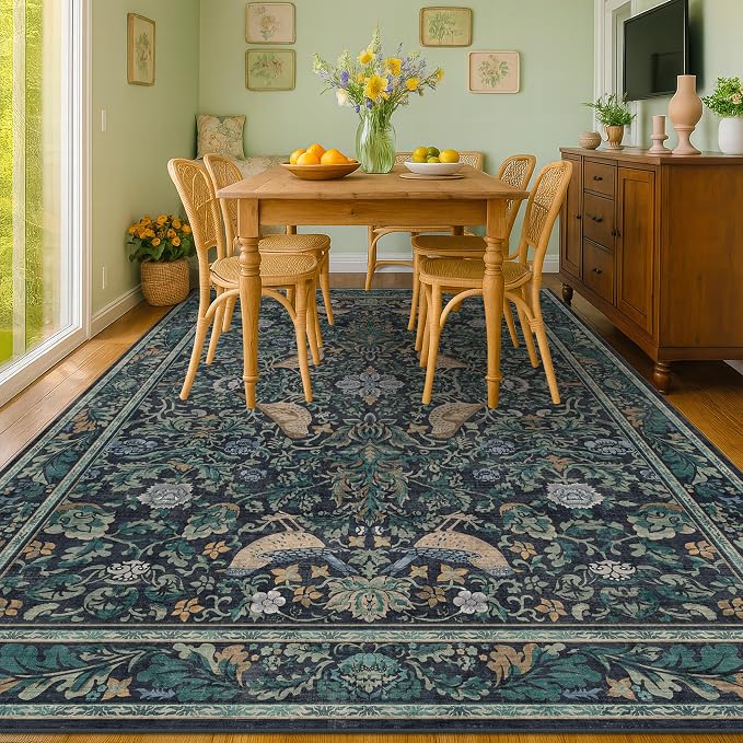 Moody Floral 6x9 Boho Living Room Rug