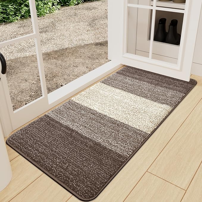 Kitinjoy Indoor Outdoor Door Mat, 47x24 Non-Slip Absorbent Dirt Trapper