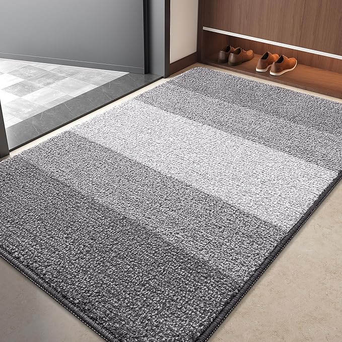 Kitinjoy Indoor Outdoor Door Mat, 40x32 Non-Slip Absorbent Dirt Trapper