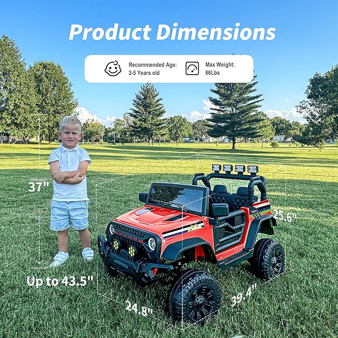 24V Kids Ride on Car, Kids Electric Vehicles Car Ride on Toy Truck for Toddlers w/Remote Control, 400W Motor - Red
