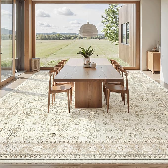 Soalmost 10x14 Area Rugs for Living Room, Non Slip Machine Washable Vintage Rugs