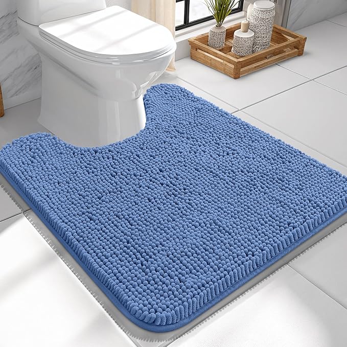 OLANLY Toilet Rugs U-Shaped 24x24, Extra Soft Absorbent Chenille Contour