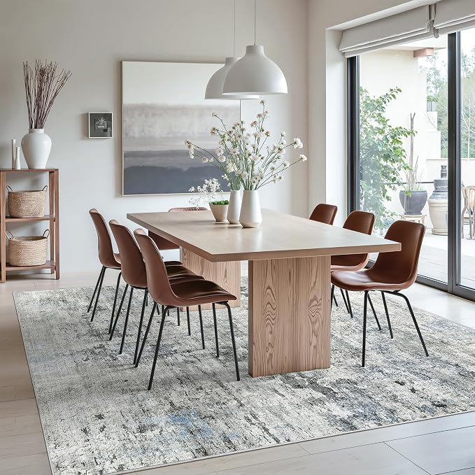 Soalmost Abstract Rug 8x10 Large Living Room Rugs Neutral Modern Washable Area