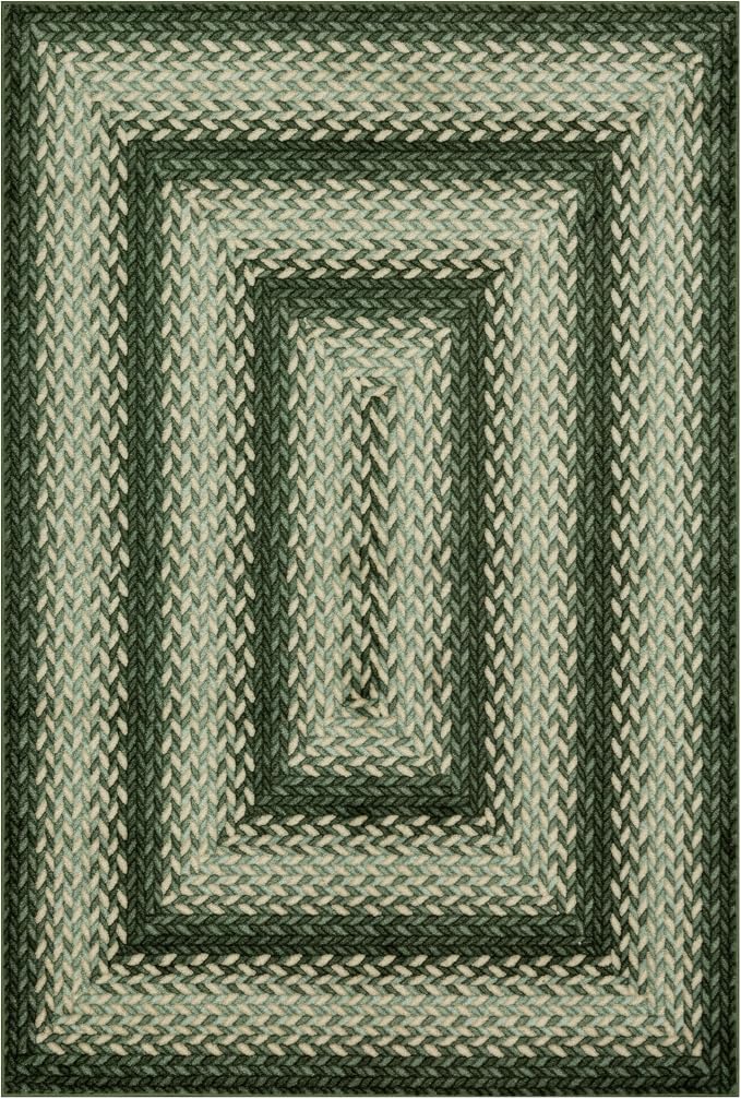 Maples Rugs Marion Bohemian Braided-Style Print Area Rug – Made in USA – Low