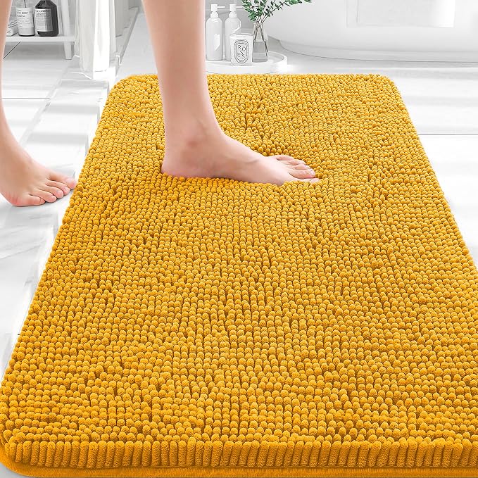 OLANLY Bathroom Rugs 35x24, Extra Soft Absorbent Chenille Bath Rugs, Rubber