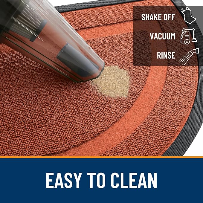 OLANLY Half Circle Door Mat Indoor Outdoor Entrance Welcome, Waterproof