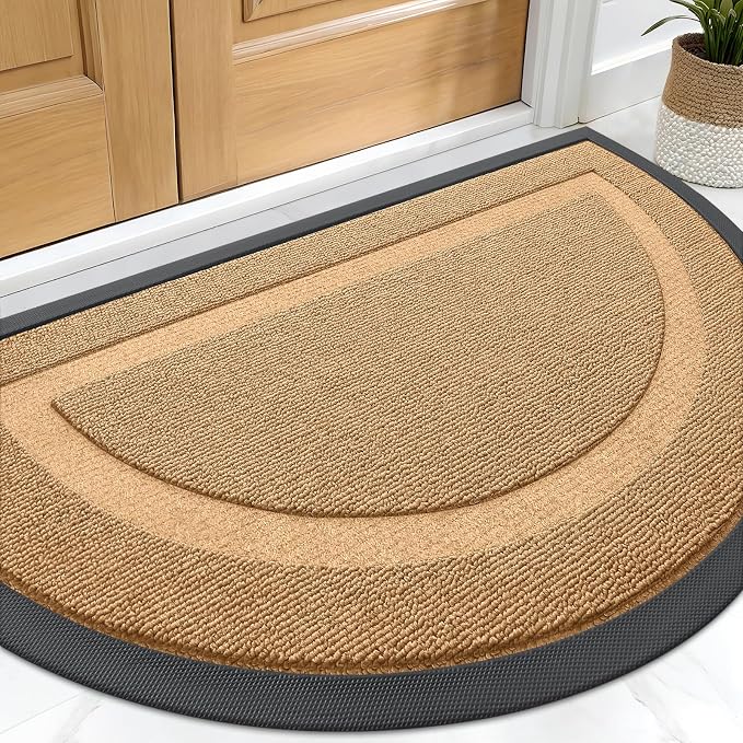 OLANLY Half Circle Door Mat Indoor Outdoor Entrance Welcome, Waterproof