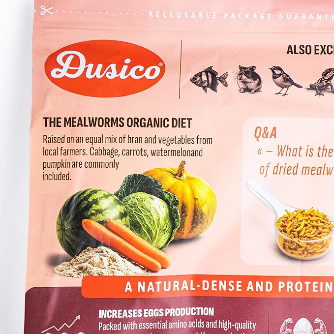 Dusico® Dried Mealworms 5LB / 2.3KG – Premium Mealy Worms, Dried for Birds Feeder, Chickens, Ducks, Quail, Reptiles & Fish – High Protein Non-GMO Chicken Treat, Wild Bird & Poultry Food Additive