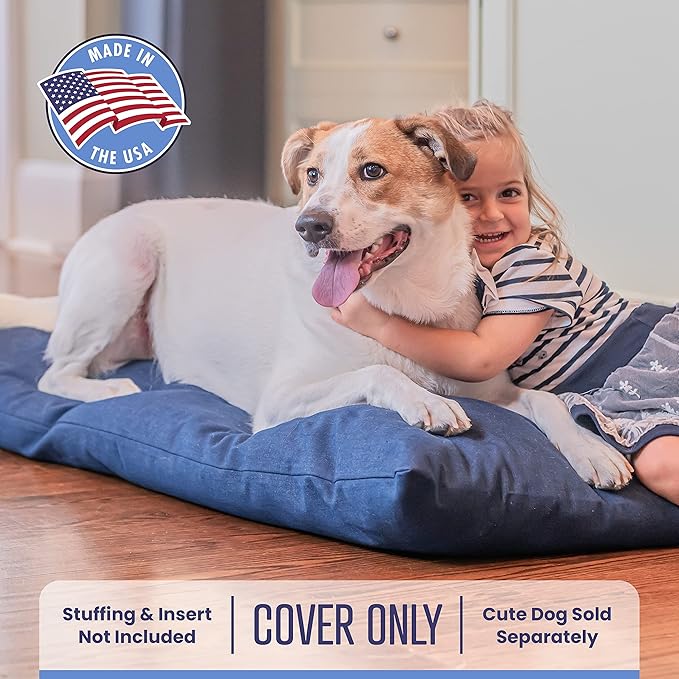 Mayfield Denim Large Dog Bed Cover - Zippered Duvet for Pet Bed - Extra Protection for Dog Bed Mattress or DIY Pet Bed with Pillows and Stuffing - Chambray - Made in USA Dog Bed Cover Only