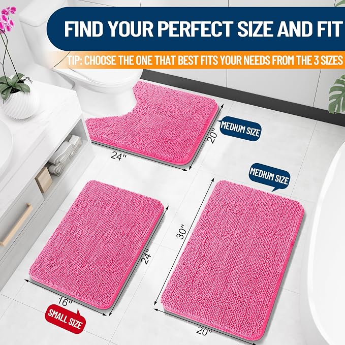 OLANLY Small Bathroom Rugs 24x16, Extra Soft Absorbent Chenille Bath Rugs
