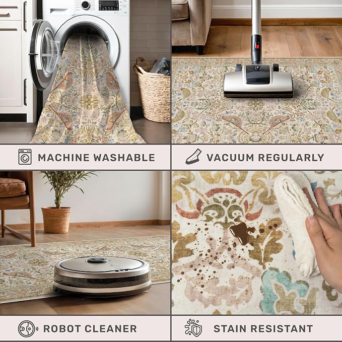 Washable Area Rug 4x6 for Living Room