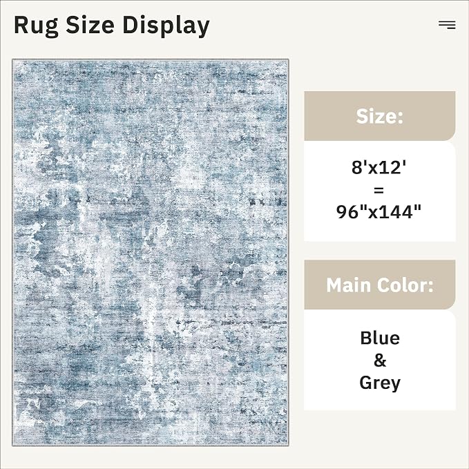 Soalmost Washable Area Rug 8x12, Large Soft Rugs