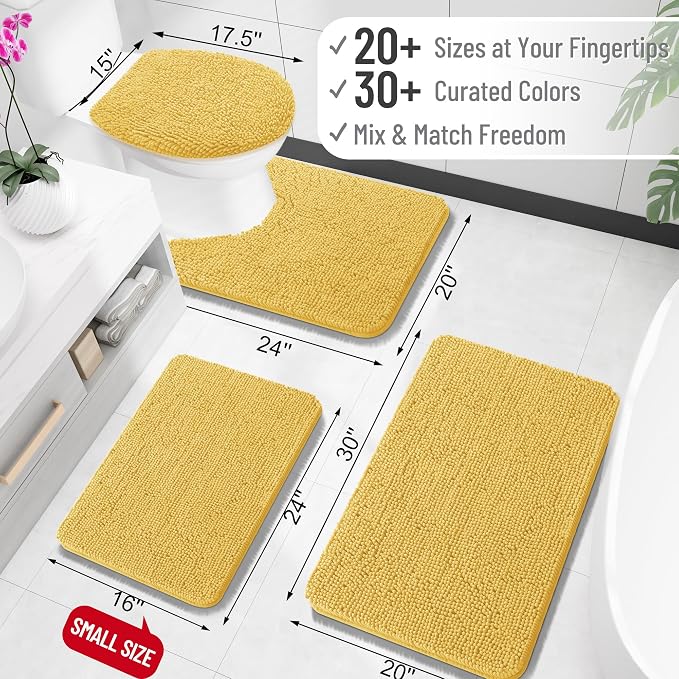 OLANLY Bathroom Rugs 32x20, Extra Soft Absorbent Chenille Bath Rugs, Rubber