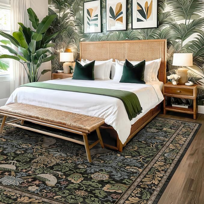 Botanical 10x14 Area Rug for Living Room, Extra Large Bedroom