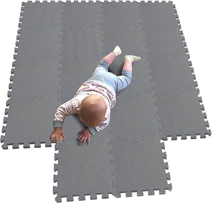 MQIAOHAM® 18 Pieces Puzzle Play Mats, Soft Baby Play Mat, Kids Interlocking Foam Floor Tiles, Toddlers Carpet Playmats G301018-112