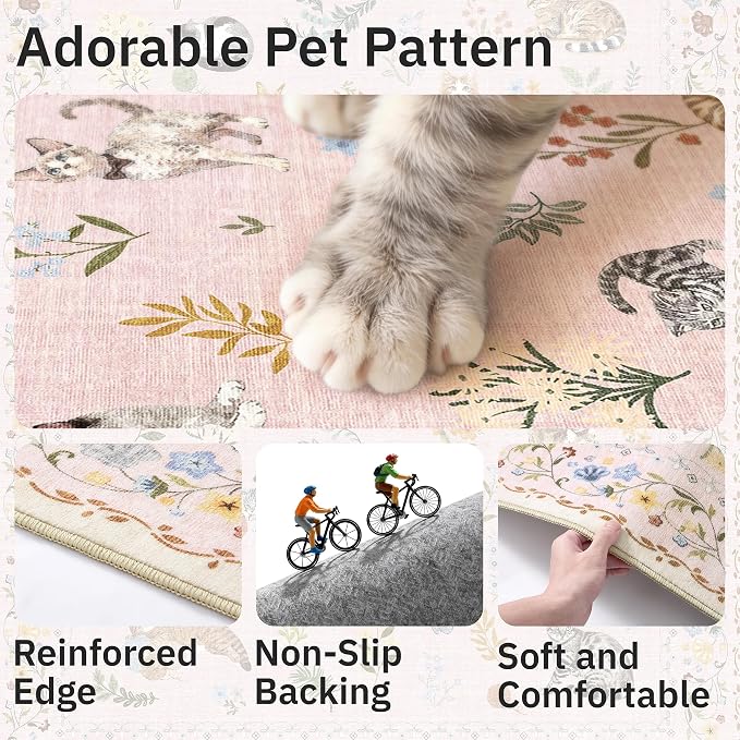 Soalmost Cat 8x10 Pink Area Rugs