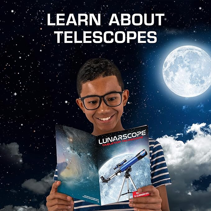 NASA Lunar Telescope for Kids – 90x Magnification, Includes Two Eyepieces, Tabletop Tripod, and Finder Scope- Kids Telescope for Astronomy Beginners, Space Toys, NASA Gifts (Amazon Exclusive)
