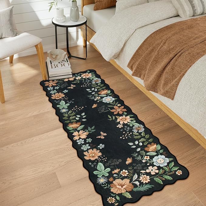 Lahome Floral Kitchen Runner, 2x5 Soft Washable Runner Rug Non Slip, Ultra-Thin