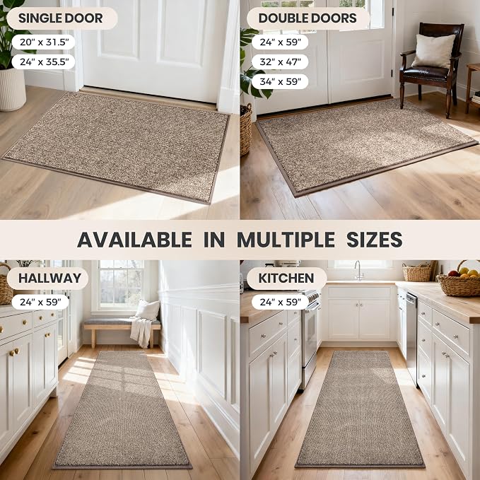 PURRUGS Dirt Trapping Door Mat 24" x 35.5", Non-Slip Machine Washable Entry Rug