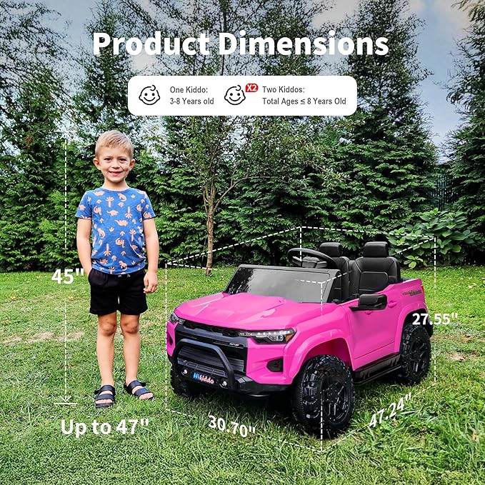 24V 2 Seater Ride on Toy for Big Kids, Electric SUV Kids Car to Drive w/Parent Remote, 2WD/4WD Switchable - Pink