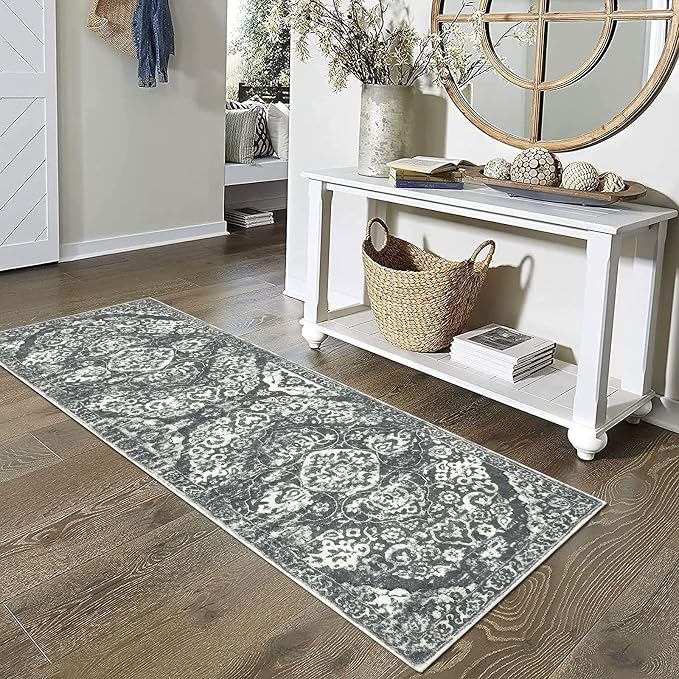 HEBE Hallway Runner Rug 2'x6' Washable Vintage Distressed Area Rugs Non Slip