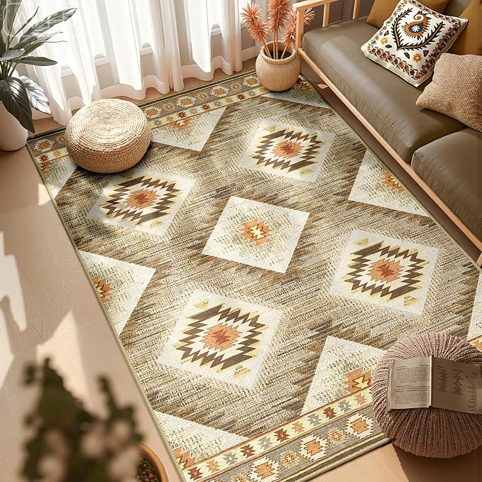 BESTSWEETIE Area Rug 3x4 Rug Machine Washable Non-Slip Low Pile Print Pattern