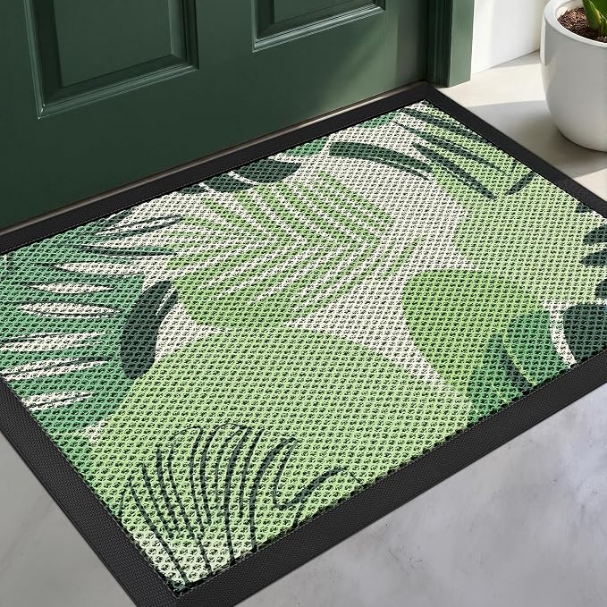 Front Door Mat, Heavy Duty Non-Slip Rubber Dirt Trapper, Quick-Dry Low-Profile