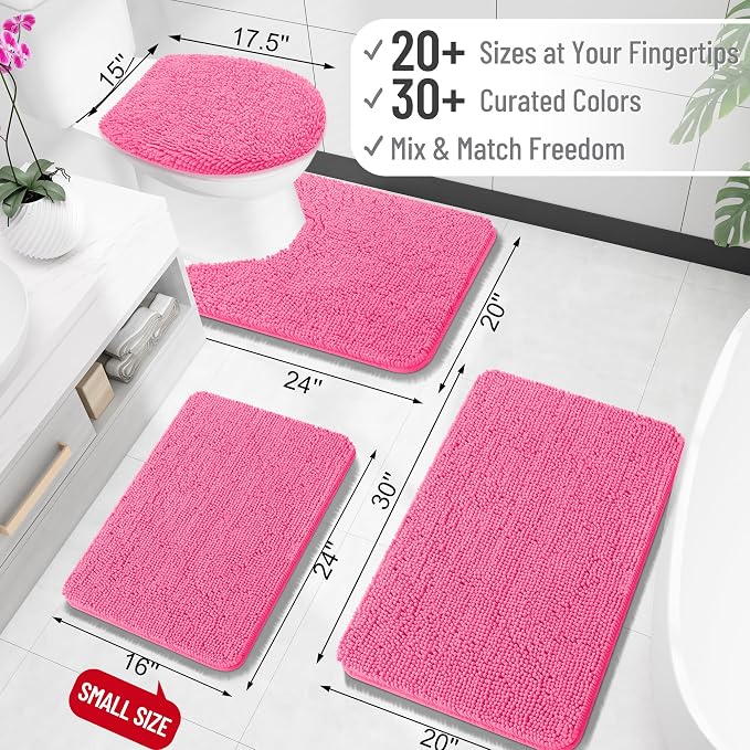 OLANLY Toilet Rugs U-Shaped 24x24, Extra Soft Absorbent Chenille Contour