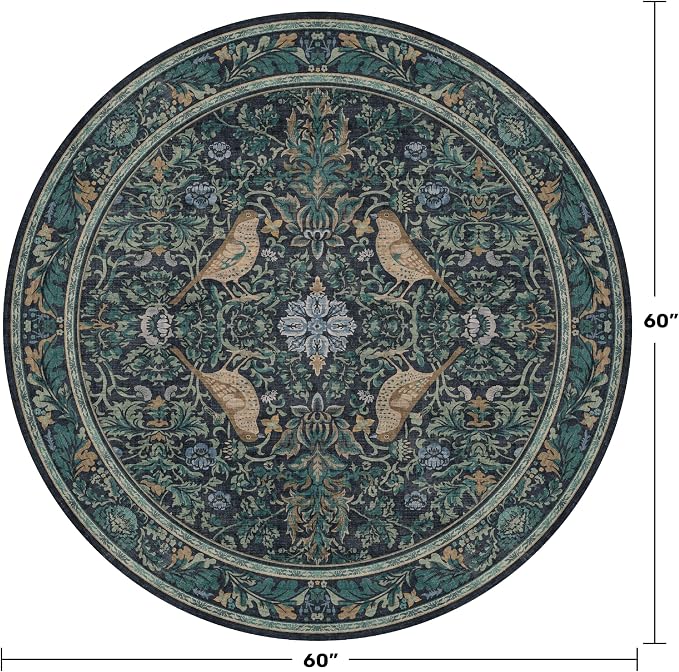 Washable 5ft Area Round Rug for Reading Corner