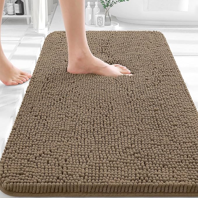 OLANLY Bathroom Rugs 30x20, Extra Soft Absorbent Chenille Bath Rugs, Rubber