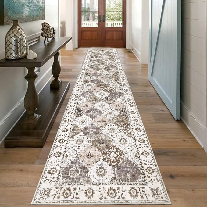 HEBE Hallway Runner Rug 2'x10' Washable Vintage Distressed Area Rugs Non Slip