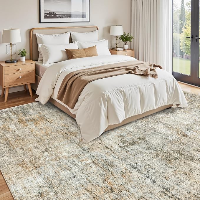 Soalmost 9x12 Area Rugs for Living Room, Non-Slip Machine Washable Vintage Rugs